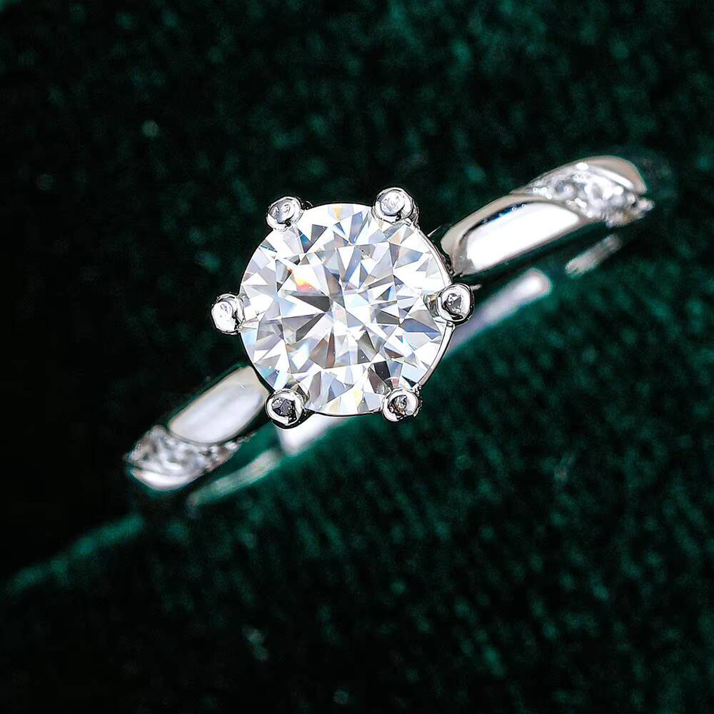 925 Silver Womens Fine Jewelry Ring with 05ct 1CT 2CT 3CT SixProng Moissanite Ring for Women