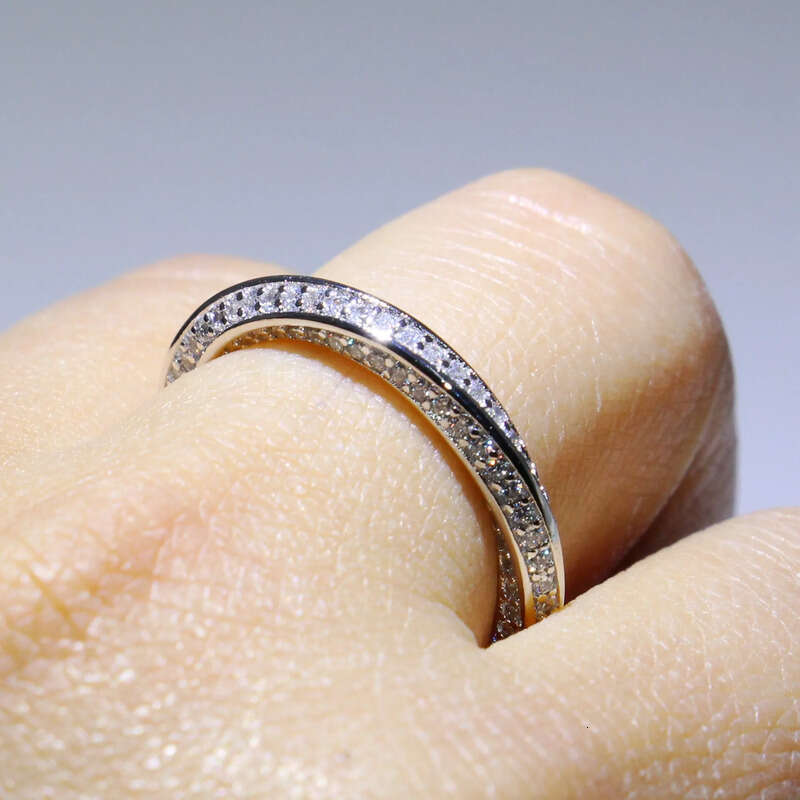 Drop Shipping High Quality Jewelry Real 100% Pure Sterling Sier Pave White Sapphire CZ Dia Party Eternity Wedding Band Ring