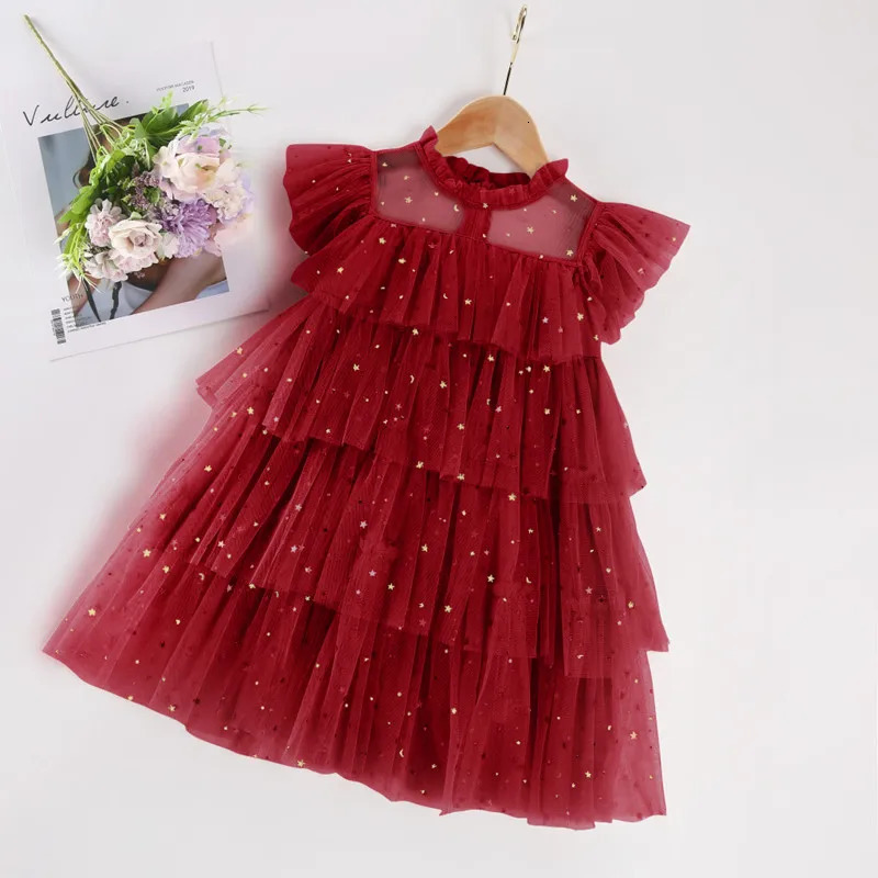 Toddler Girls Clothing Summer Sleeveless Floral Mesh Tutu Dress Baby Girl Casual Clothes Party Princess Dress Flower Girls Dress 251014