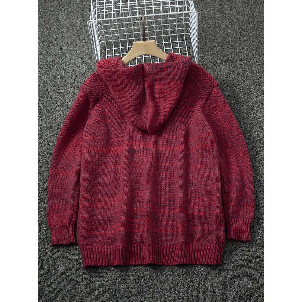 Plus Size Knit Hooded Sweater, Stylish Cardigan Coat For Spring Fall Winter, Men's Clothing