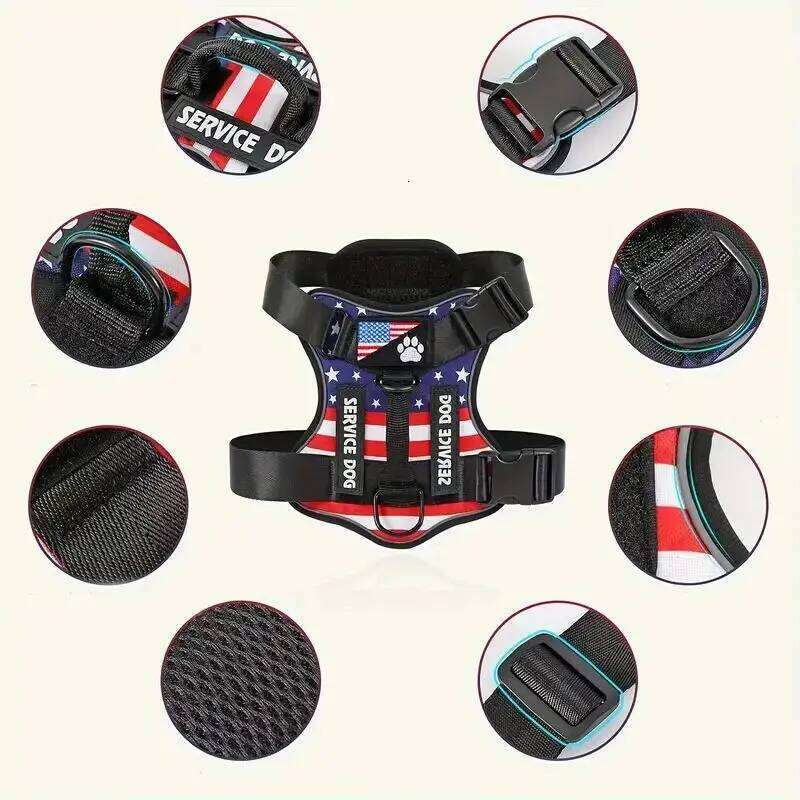 And Leash Set, Escape Proof No Pull Vest Harness With Reflective Dog Walking Traction Rope