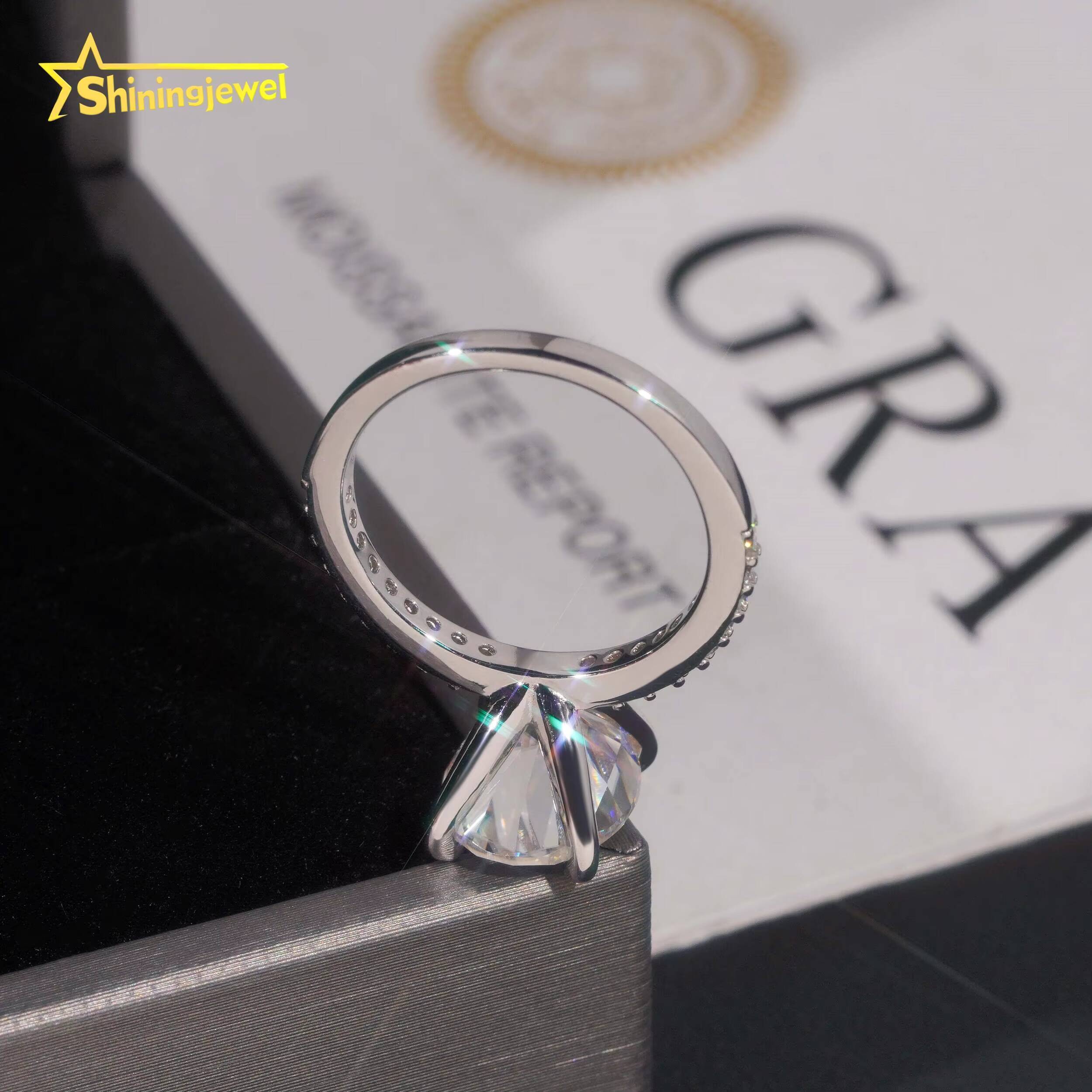 Fast Shipping Wedding Ring Gold Plated Oval Cut Moissanite VVS Pass Diamond Test 925 Sliver Engagement Rings for Women