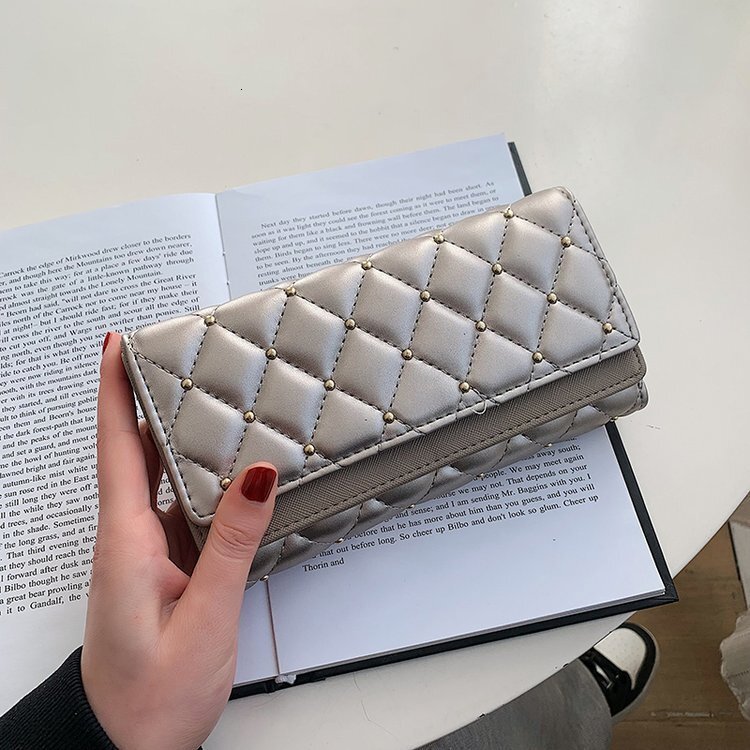 Luxury Brand Designer Bag New Punk Style Rivet Double-Layer Clutch Short And Long High-End Feel 70% Off Women's Wallet Card Holder
