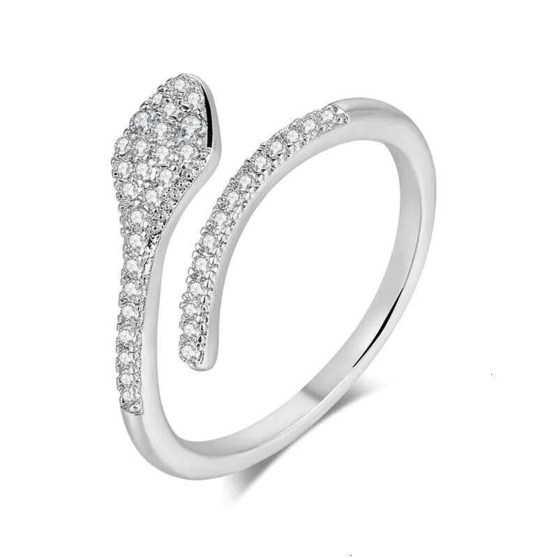 The 2025 New Collection Features Zircon Micro Inlaid Snake Shaped Ring For Fashionable Ladies An Open Designer Wedding Ring, And A Plated Jewelry Acce