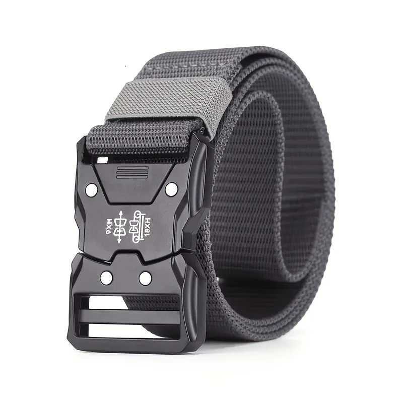 Mens fashionable waist belt metal buckle durable PP material black suitable for outdoor and casual wear perfect for hiking W251018
