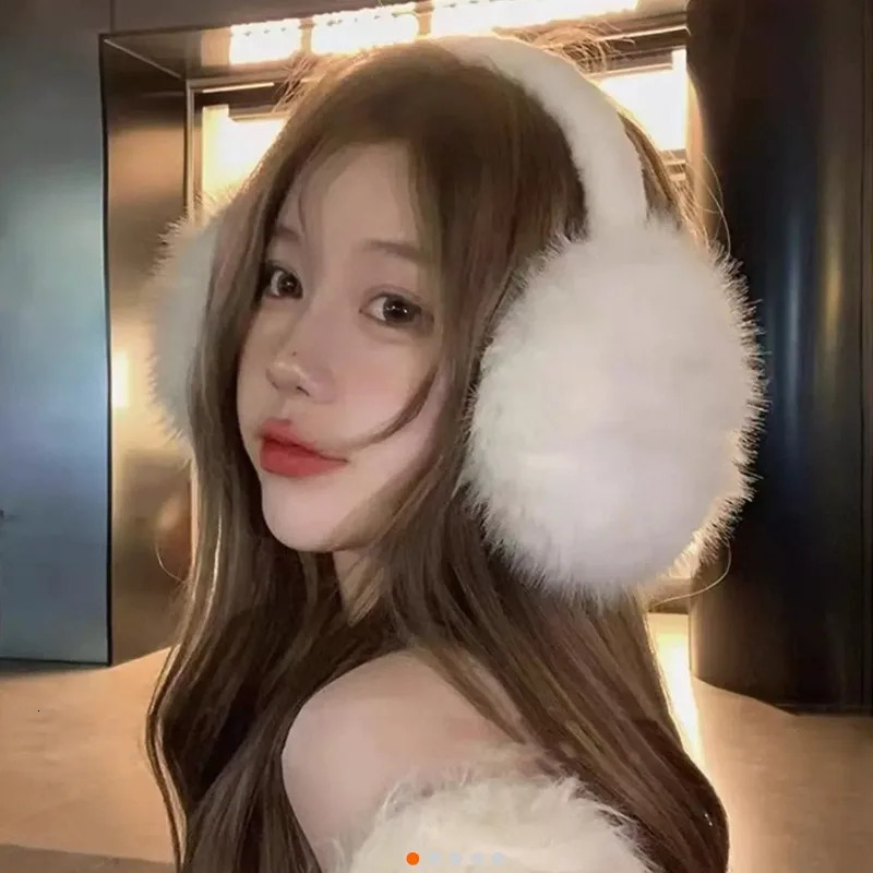 Fox Fur Plush Earmuffs Women Winter Thicken Colorful Plush Ear Protection Coldproof Windproof Solid Color Ear Covers 251014