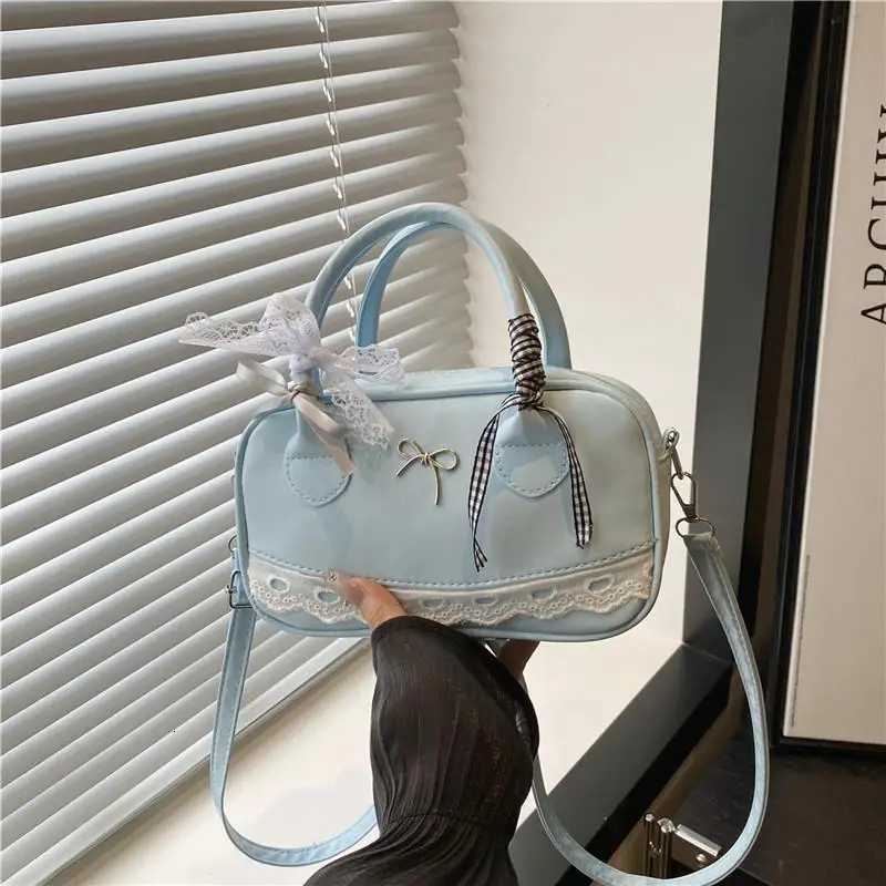 Simple Elegant Handbag Boston Shoulder bag Lace Ribbon Bow Decor Crossbody Bag Small Square Bag Casual Women Bags Z251018