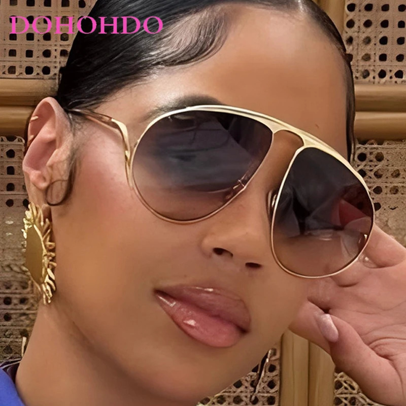 Retro Oversized Oval Pilot Punk Metal Women Sunglasses Big Frame Sunglass Men Outdoor Driving Shades Ladies UV400 251016