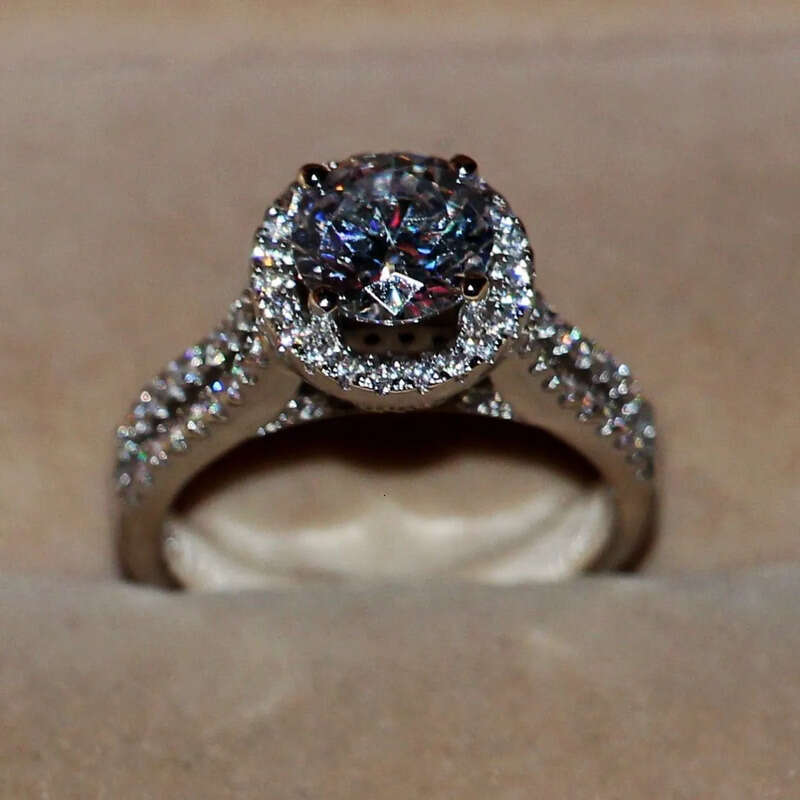 Victoria Wieck Pave setting Vintage Jewelry Sterling sier Round Topaz Simulated Dia Wedding Engagemet Rings for Women Size 5-11