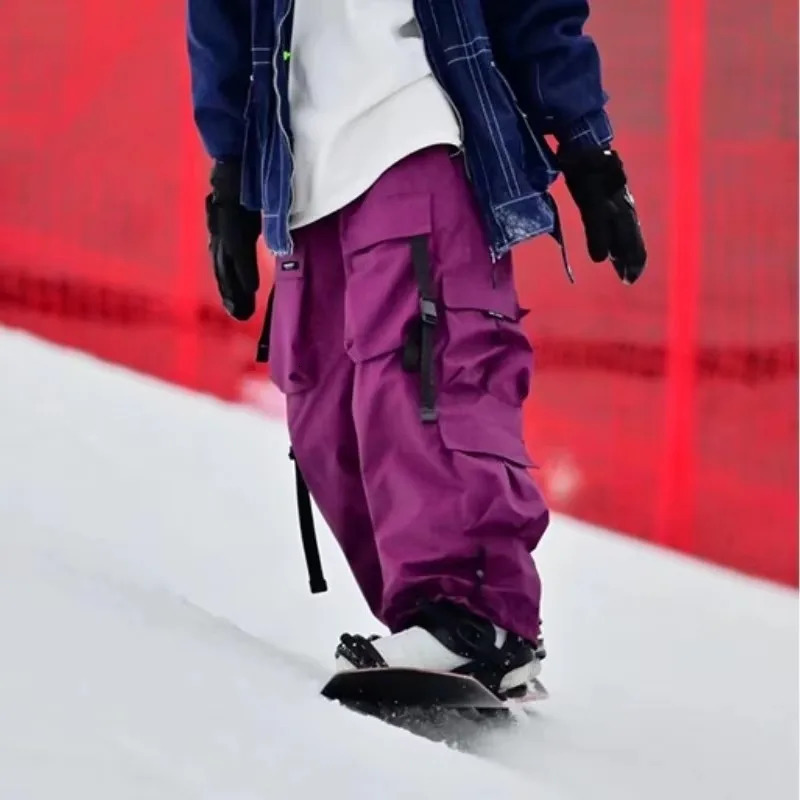 Warm Thickened Ski Pants for Women and Men Violet Skiing Trousers Waterproof American Style Snowboarding Pants 251011