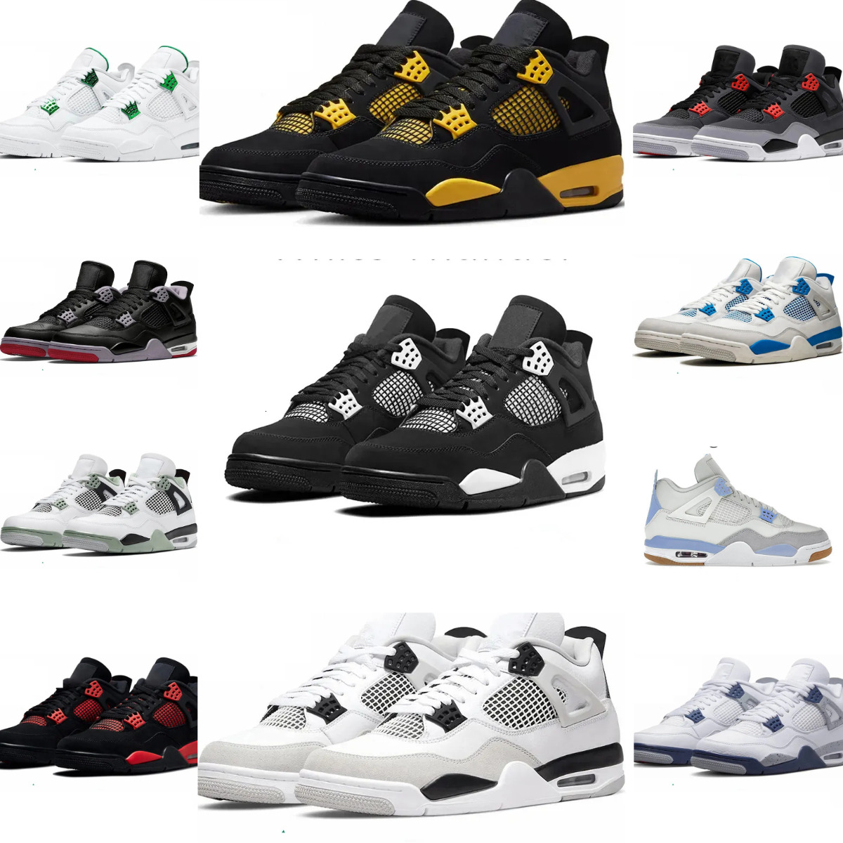 J4 4 Basketball Sports Shoes Jump Mens Women Trainers 4S Military Black Cat Bred Red Wet Cement Thunder Metallic Gold White Oreo RetroES Outdoor Shoes OG GS Sneakers