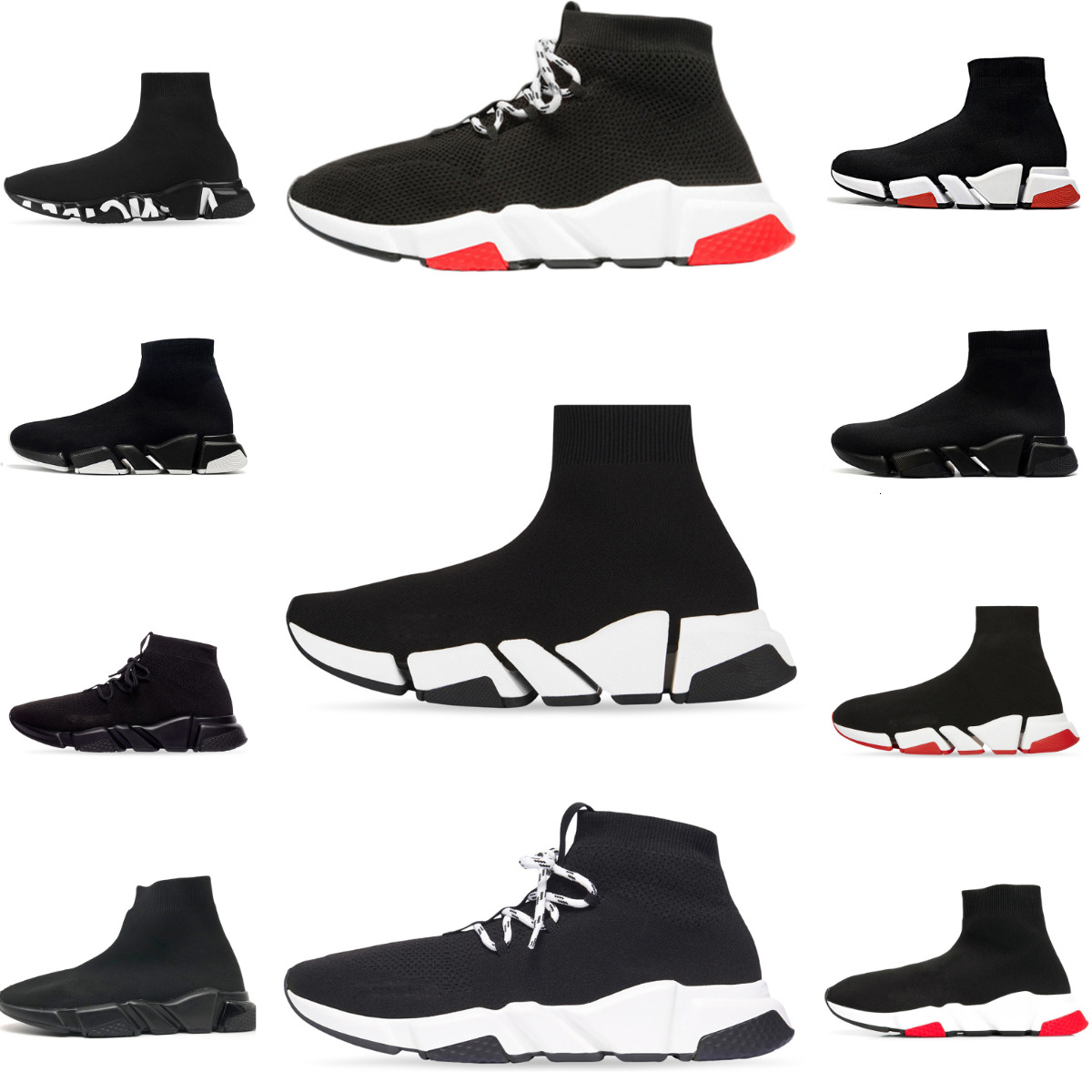 Sock Speed V2 V4 Runner Shoes Trainers Men Women High MID Low 2.0 3.0 4.0 Graffiti White Black Designer Casual Shoes Red Clear Sole Lace-up Mesh Socks Platform Sneakers S66