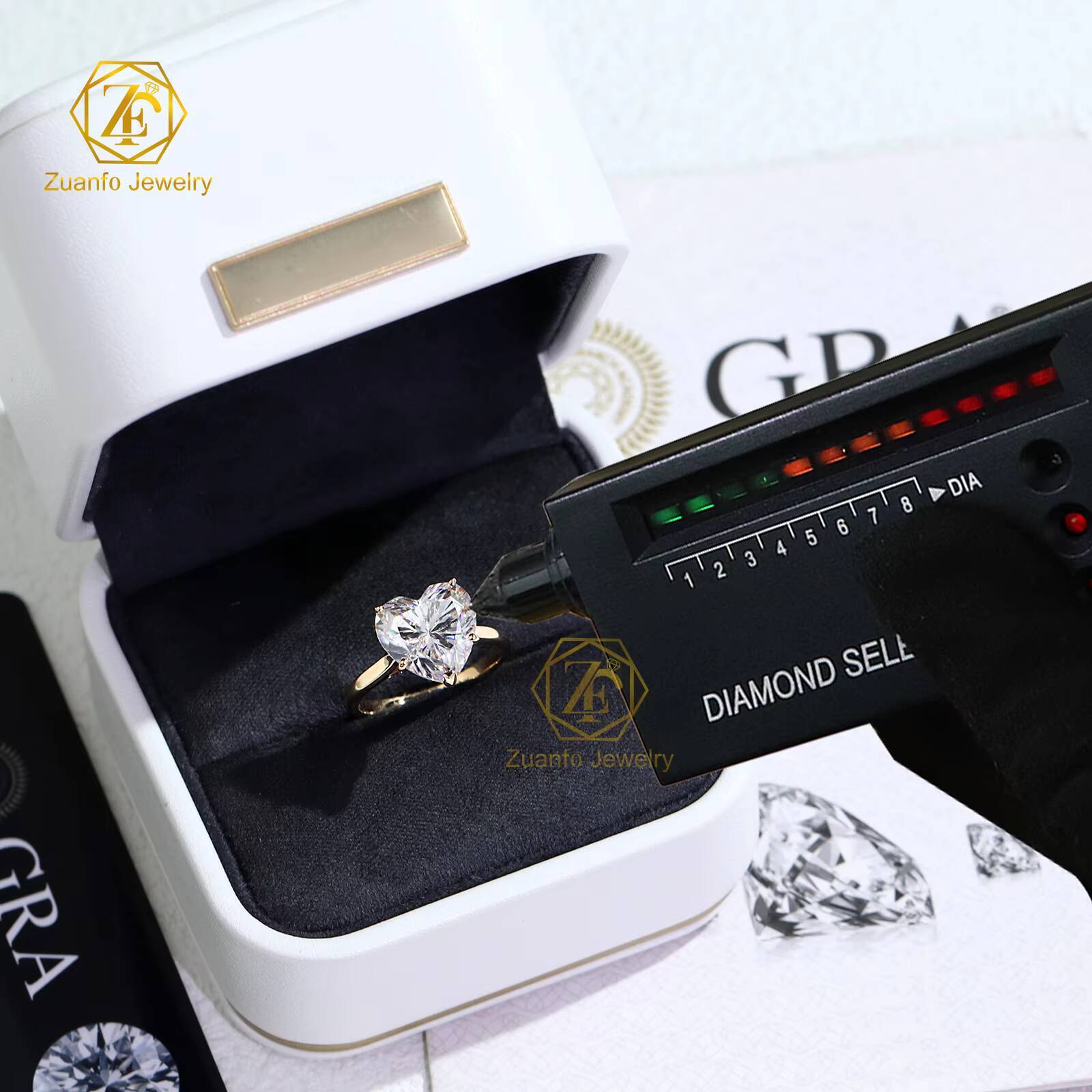 10k 14k 18k Gold Ring 1ct5CT Heart Shape Synthetic D VVS1 Moissanite Solitary Ring Wedding Engagement Ring with GRA Certificate