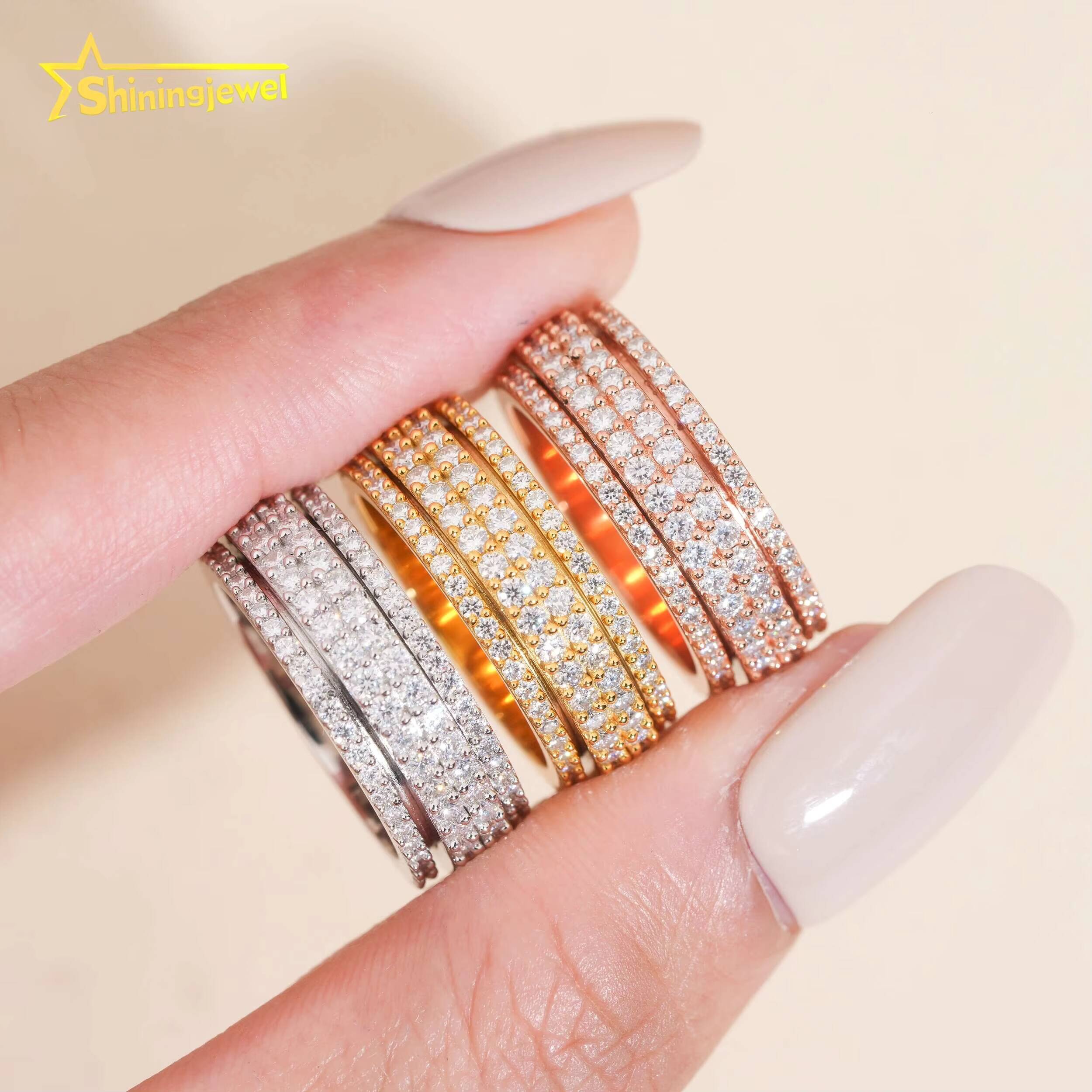 Iced Out Ring 925 Silver Moissanite Diamond Pass Diamond Tester Hip Hop Moissanite Rings Hip Hop Jewelry for Men