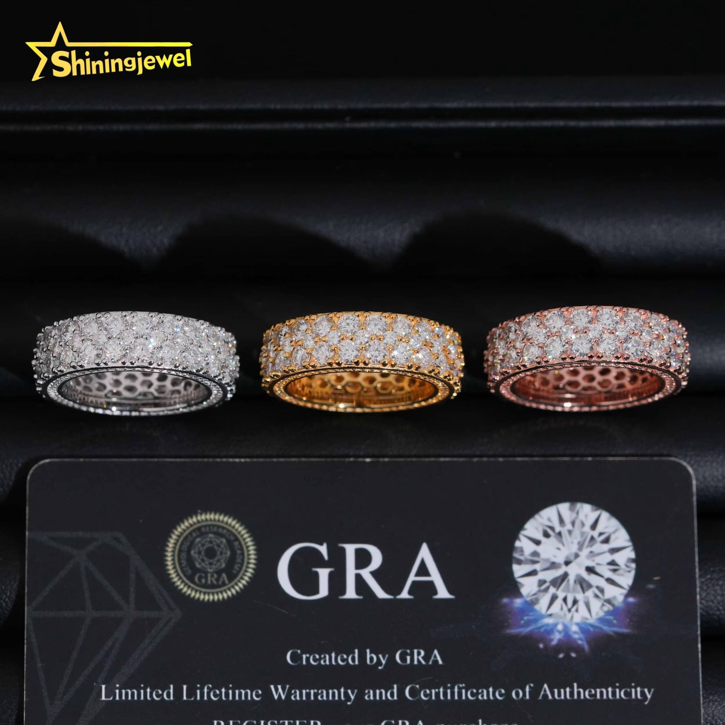 Pass Diamond Tester 925 Silver Iced Out Men Moissanite Diamond Ring Fashion Hip Hop Ring Gra Certified