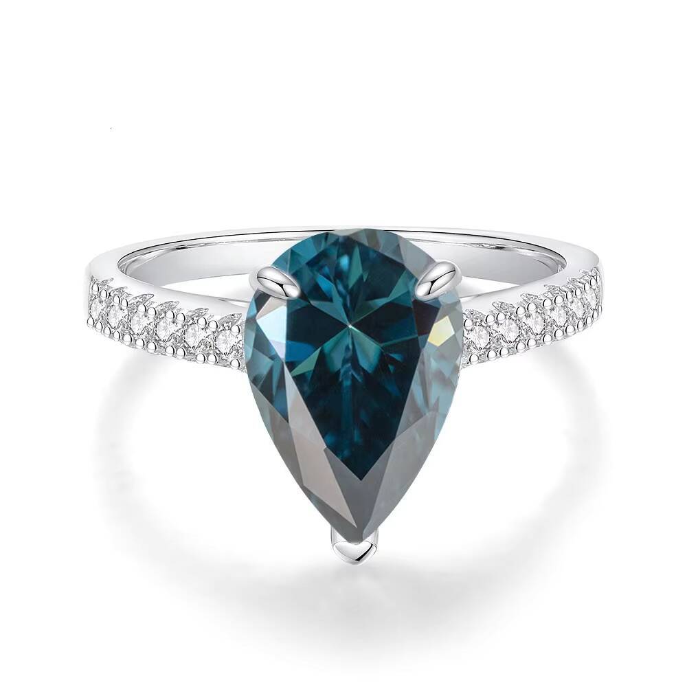 Wholesale Moissanite Pear Shaped Eternity Ring Jewelry Promise 925 Sterling Silver Engagement Wedding Moissanite Ring for Women