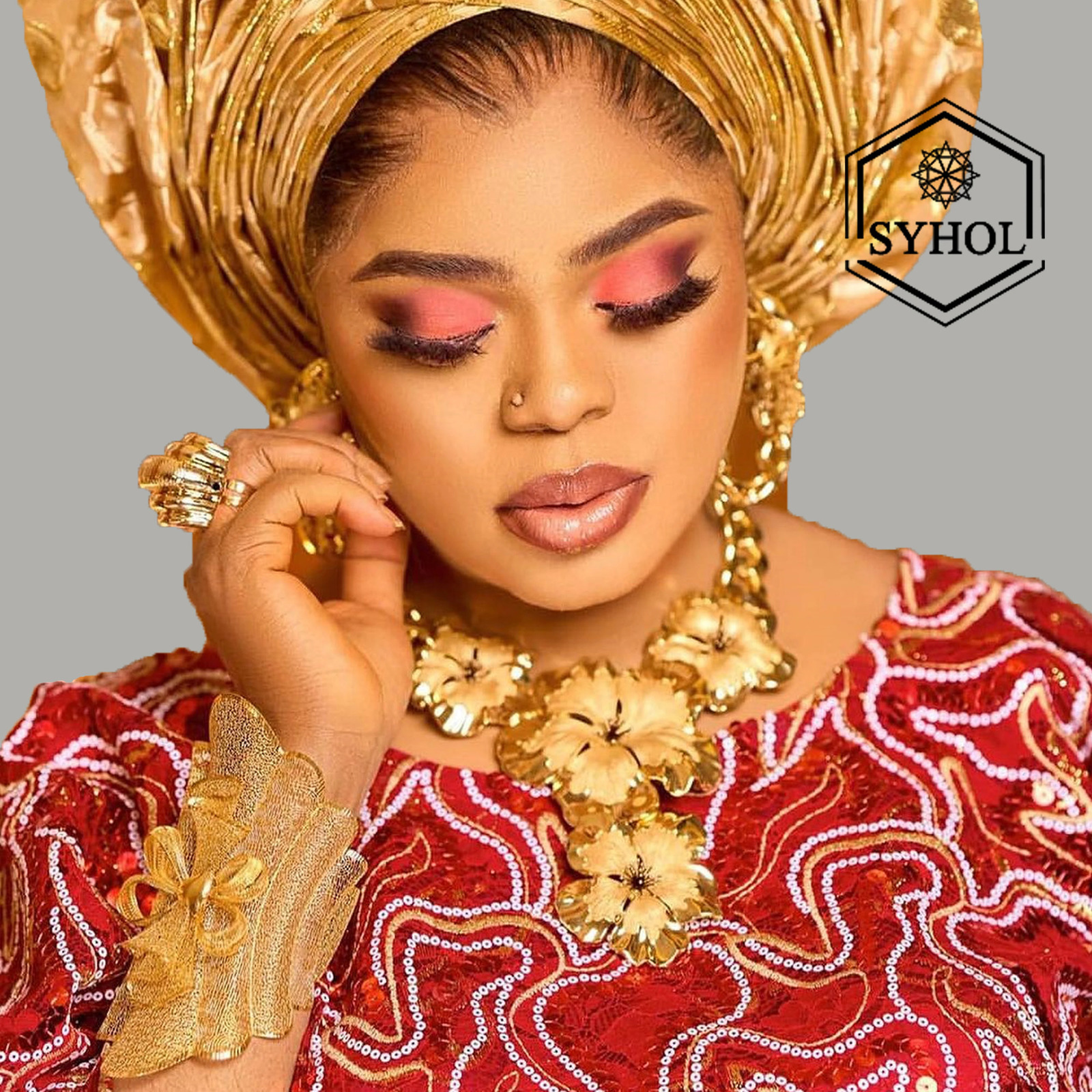 Necklace For Women Fashion Cuban Chain Necklace Gold Flower Pendant Wedding Bijoux Gold Plated Earrings Ring SYHOL 251016