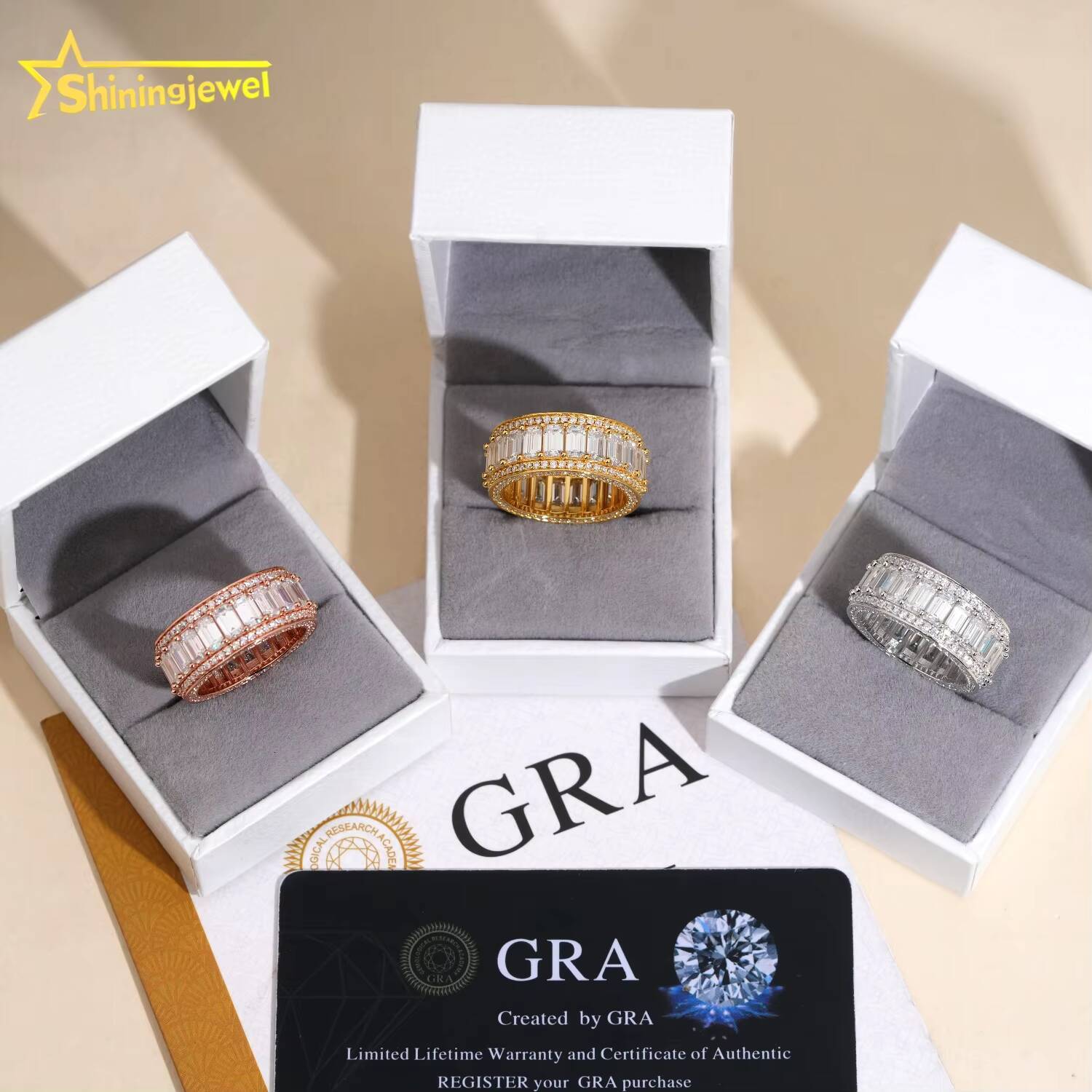 Hip Hop Rings 925 Silver Moissanite Diamond Men Wedding Band Rings Iced Out Rings Pass Diamond Tester