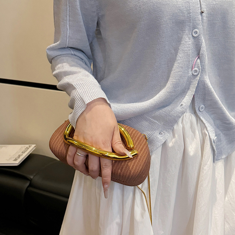 Luxury Brand Designer Bag Women's Bag 2025 New Trendy Round Box Wrist Bag Metal Handle Single Shoulder Crossbody Box Evening Bag