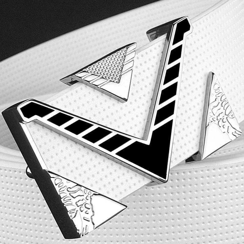 V letter buckle golden buckle belt men fashion Personality buckle luxury strap genuine leather white High Quality ceinture homme W251018