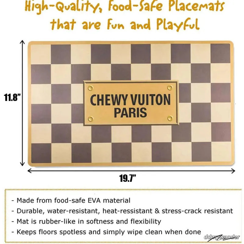 Pet Food Water Bowl Set With Mat - Anti-Slip Melamine Feeding Dish For Cats And Dogs, Wide Base Ddmywonder