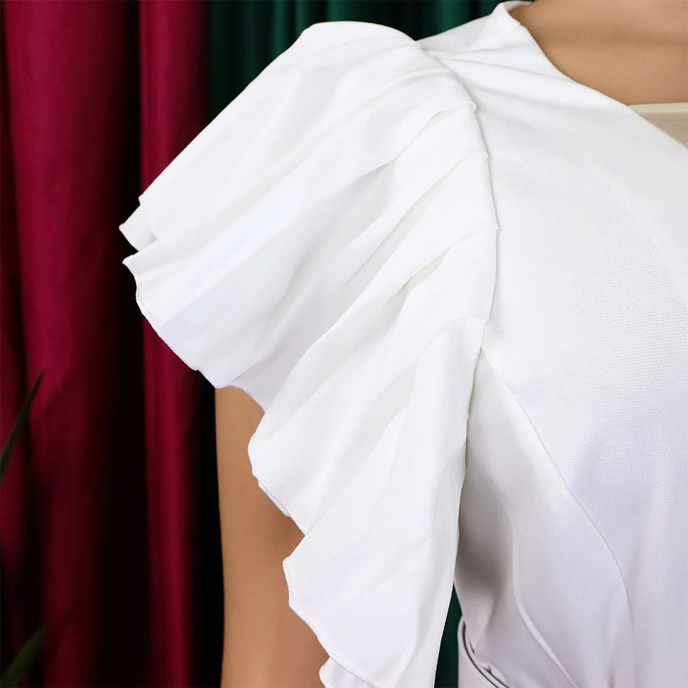 Elegant Pleated Jumpsuits Rompers for Women V Neck Ruffles Belt Waisted High Waisted Floor Length Birthday Party Outfit 251016