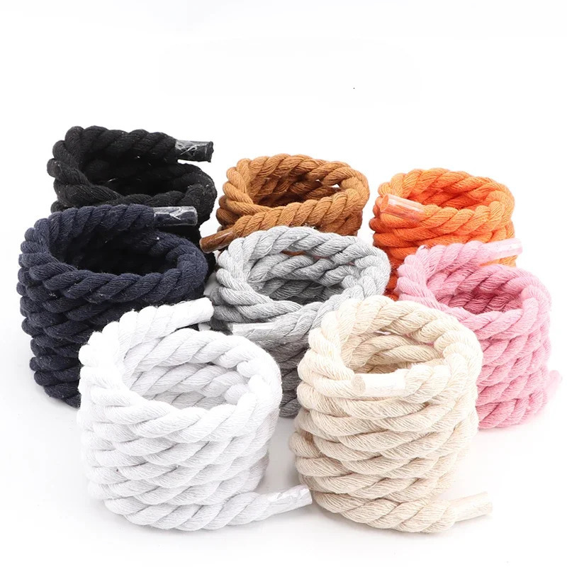 Quality Round Shoelaces Colorful Thicker Cotton Shoe Laces Cotton Rope Solid Color Bold Cotton Twist Decoration Shoe Laces 251013