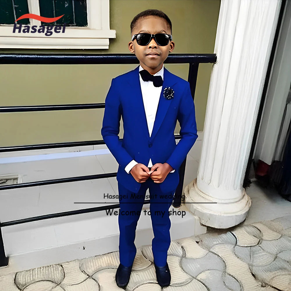 Royal Blue Boy Formal Suits Dinner Tuxedos Little Boy Groomsmen Kids Children for Wedding Party Prom Suit 2 Piece Set 251017