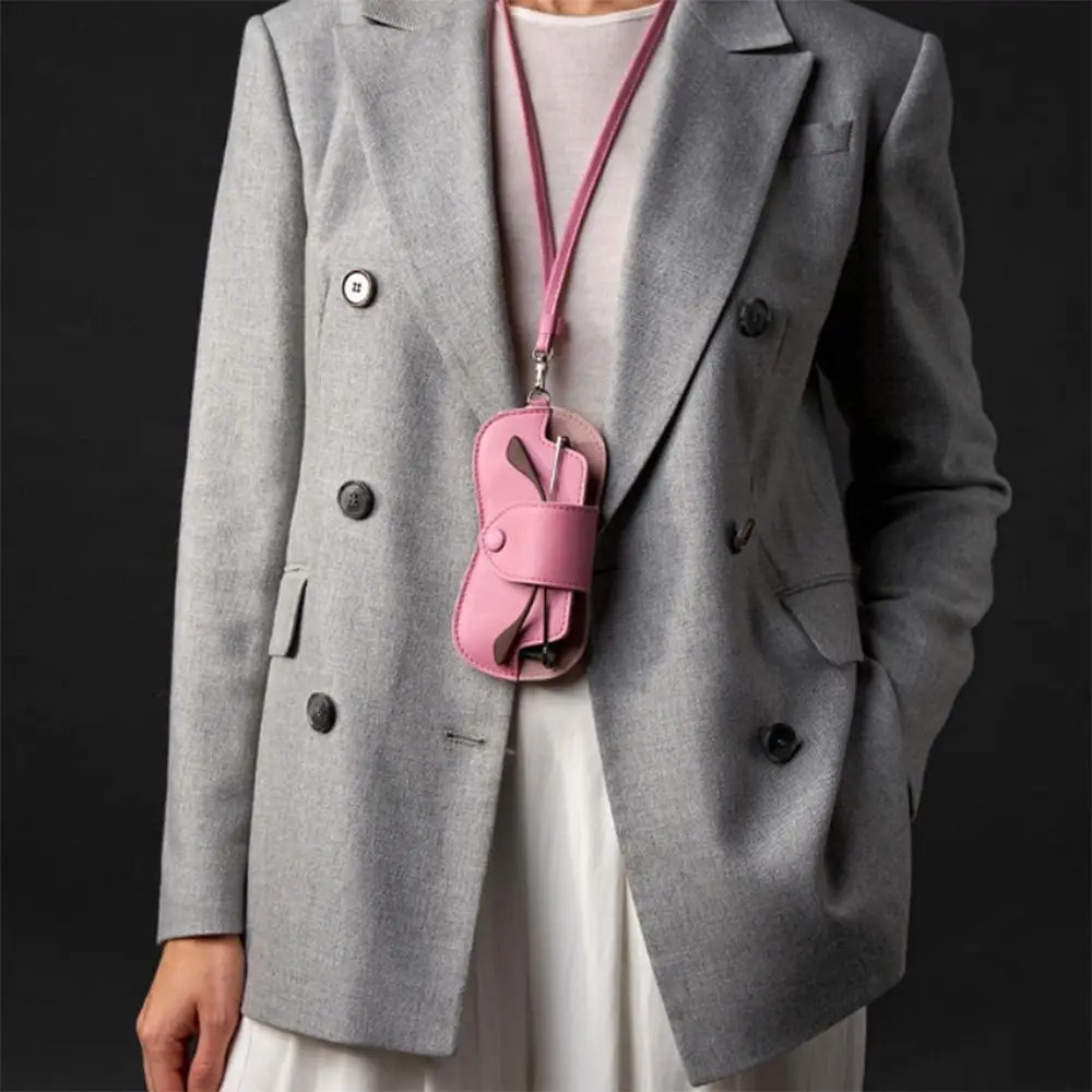 PU Leather Sunglasses Storage Bag Solid Color with Lanyard Hanging Sunglasses Porable Durable Sunglasses Pouch 251016