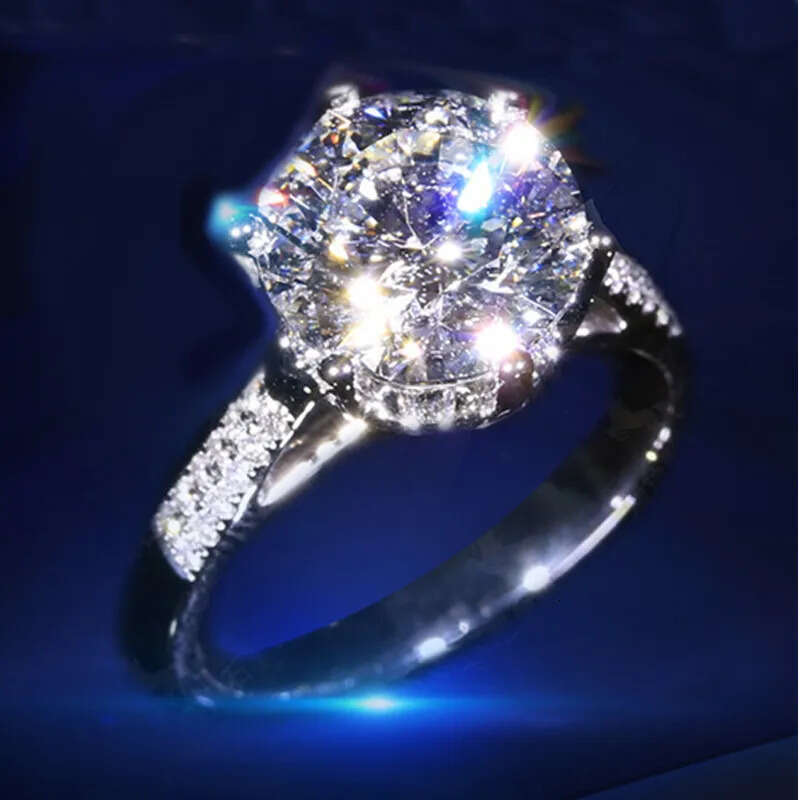 2025 Rulalei Brand 3CT Round Cut White Moissanite Dia Jewelry 100% Sterling Sier Party Eternity Women Wedding Engagement Band Ring Gift