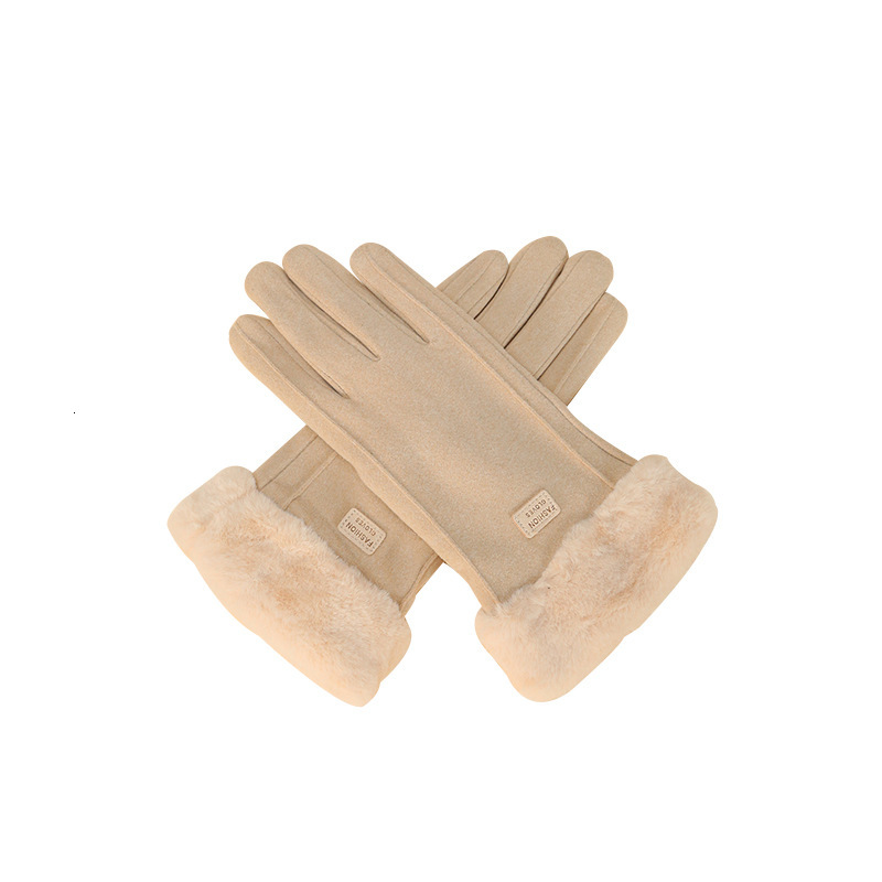 De Rong Warm Autumn Winter Gloves Women Plush Touch Screen Korean Style Versatile High-end Feel Outdoor