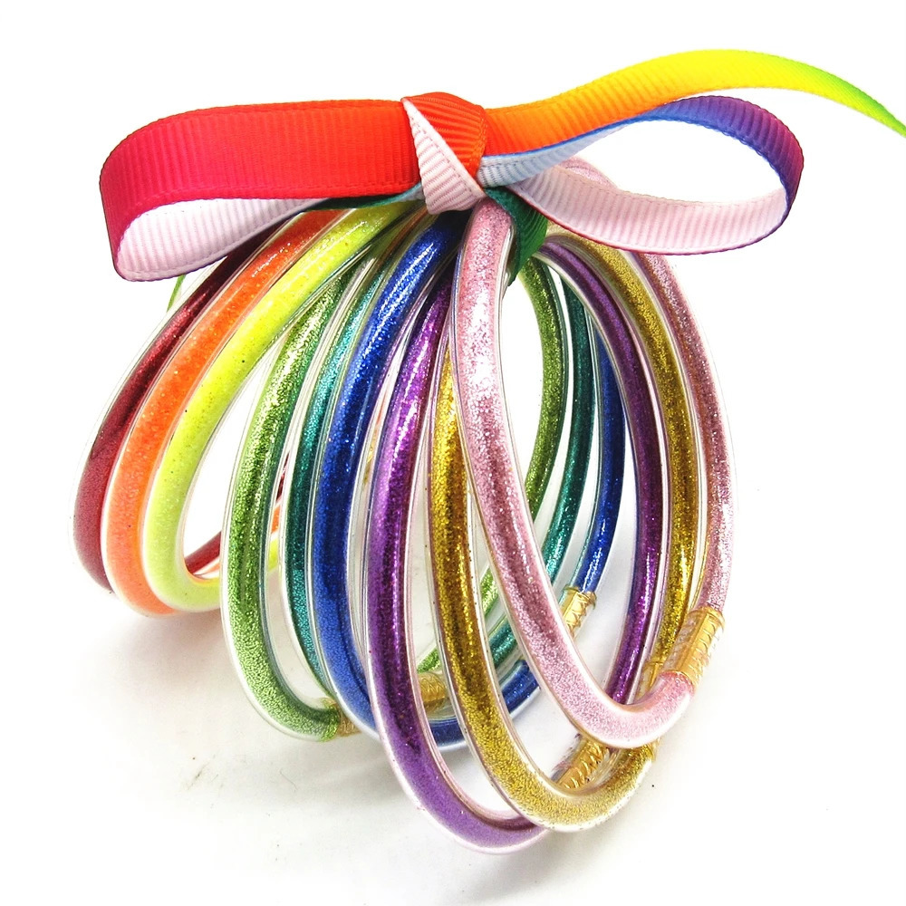 Mix 9pcsset Glitter Jelly Bangles Bracelets Bowknot Jelly Bangles Serenity Prayer Bracelet For Women Girl Bracelet 251016