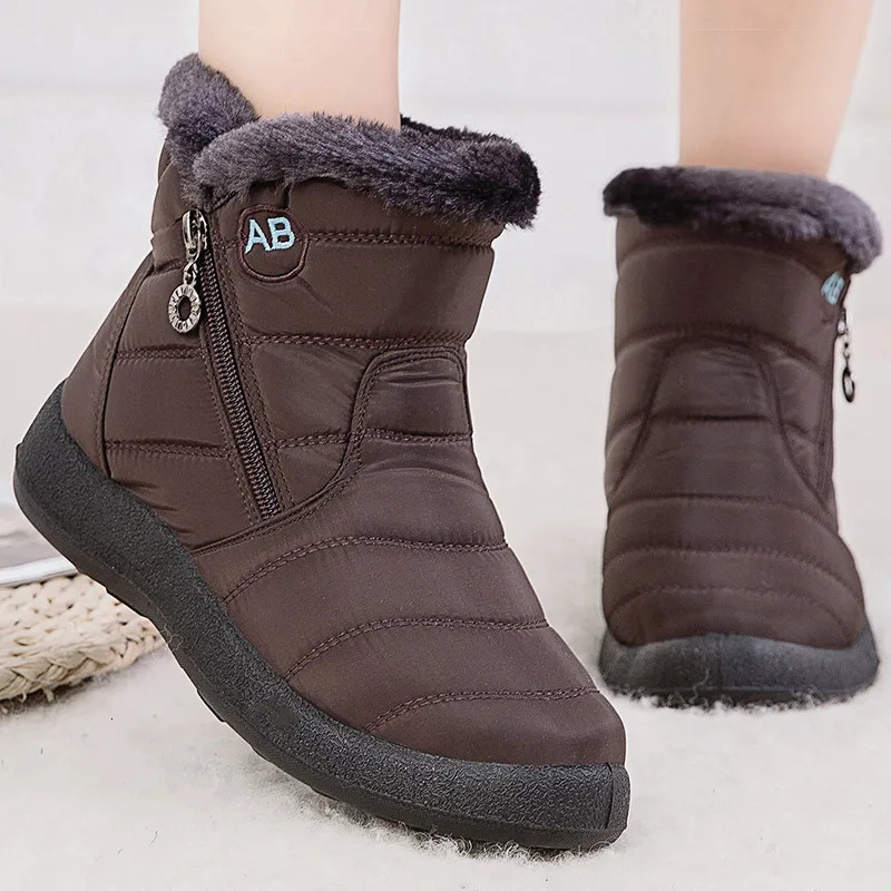 Womens Boots Womens Ankle Boots With Fur Winter Shoes Women Low Heels Winter Boots Snow Waterproof Botas Mujer Winter Footwear 251017