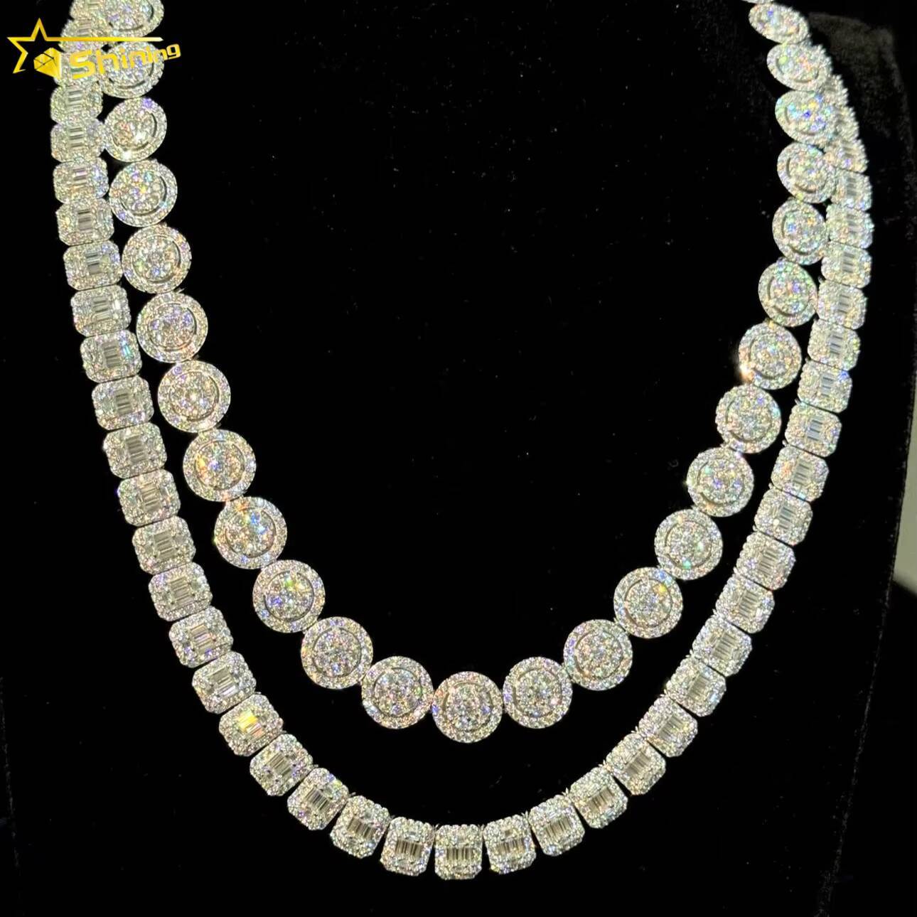 Pass Diamond Tester 10mm Chain Iced Out baguette Custom 925 Sterling Silver Hip Hop VVS Moissanite Tennis Chain