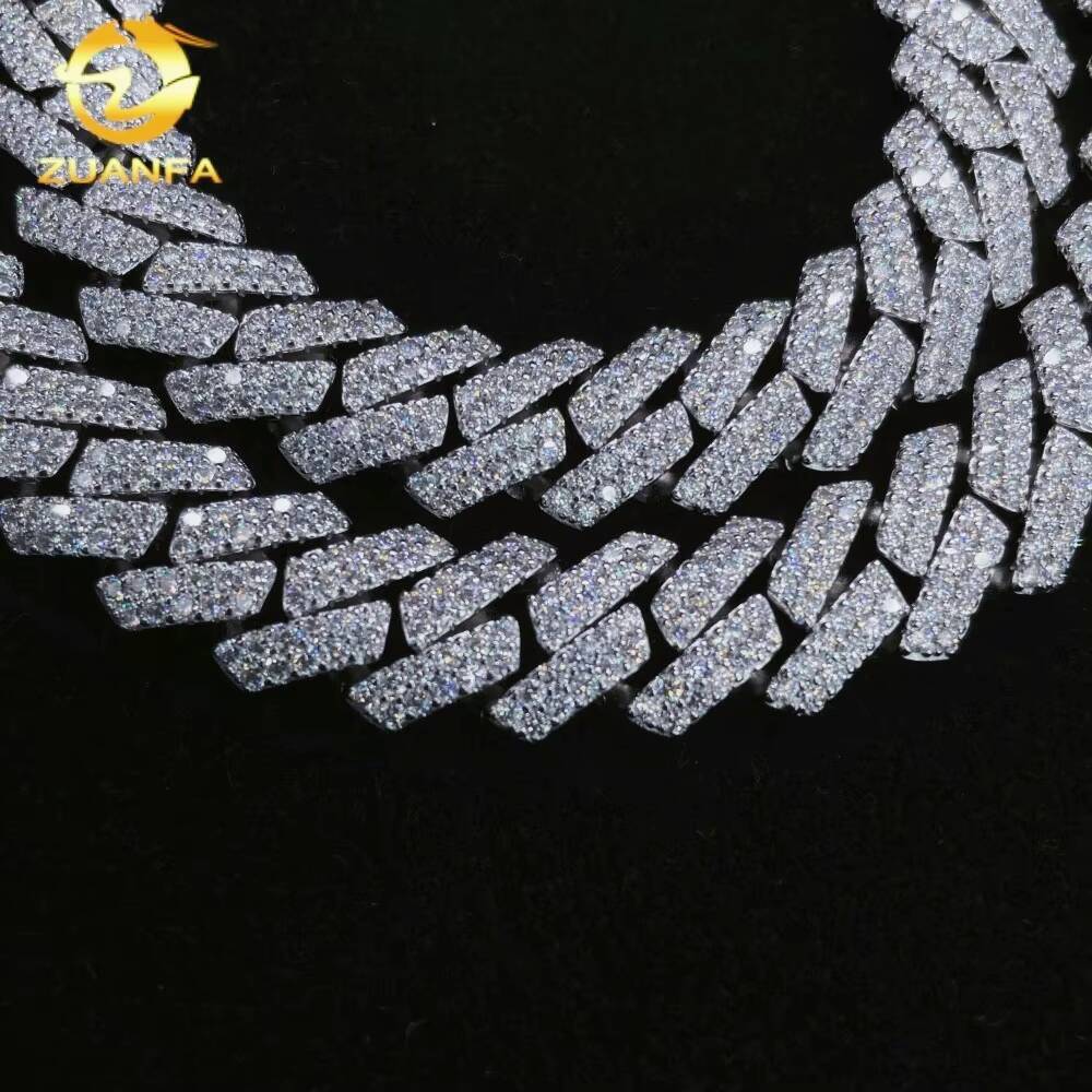 New Stocks Promotion Hip Hop Jewelry 925 Sterling Silver 13mm 2 Rows Iced Out VVS Moissanite Diamond Miami Cuban Necklace