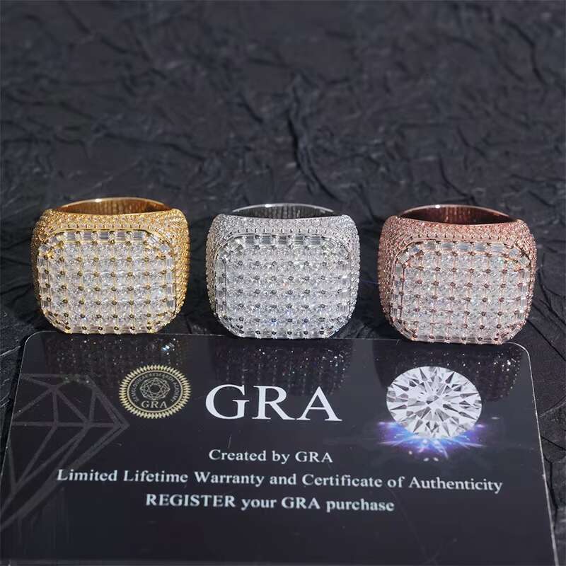 Luxury Hiphop Jewelry Pass Tester Moissanite Cuban S Silver Vvs Dollar Sign Men's Ring