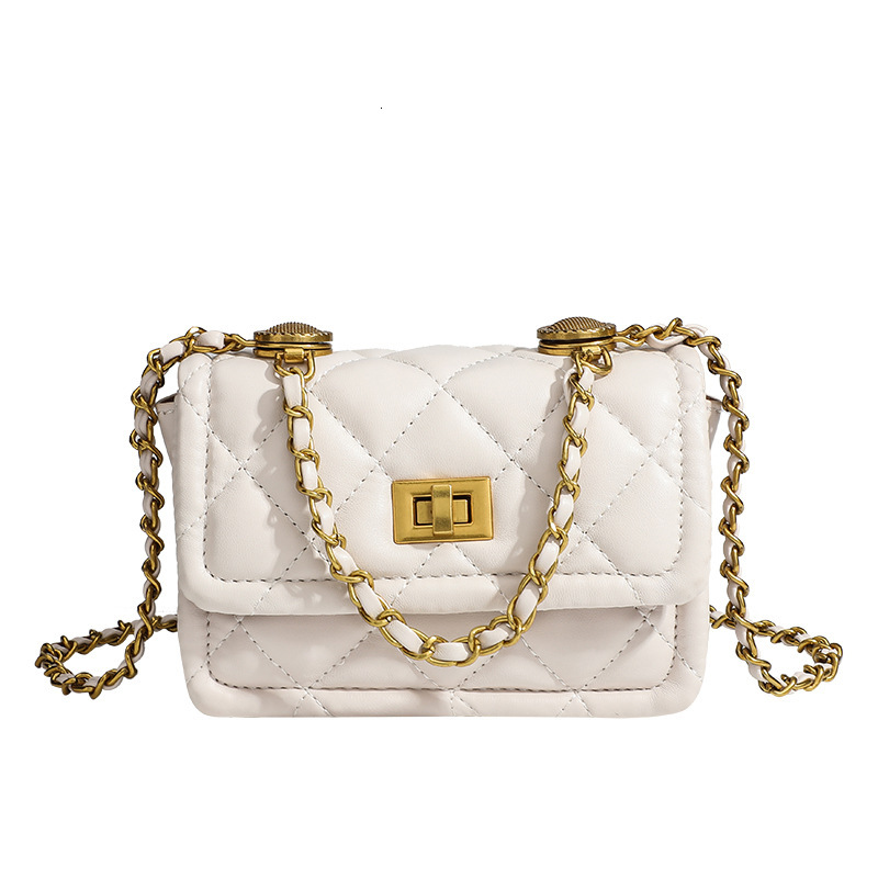 Luxury Brand Designer Bag 2025 New Summer Versatile Women's Shoulder Crossbody Bag White Quilted Chain Small Square Bag