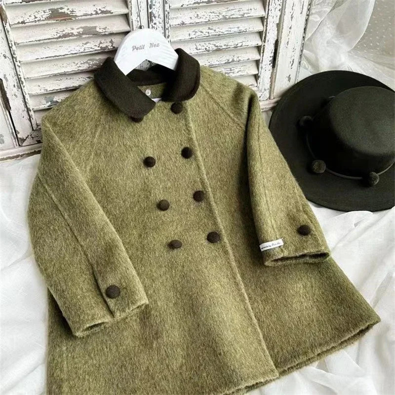 Girls Woolen Coat Jacket Windbreak In Stock Warm Thicken Winter CottonOvercoat Plus Size Childrens Clothing 251015