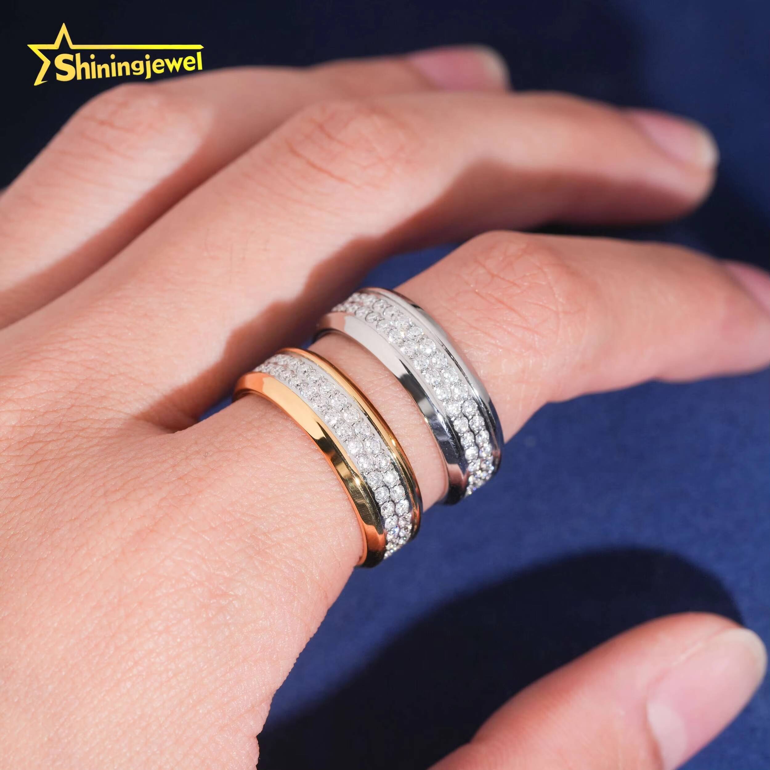 Hip Hop Men Diamond Rings Moissanite GRA Certificated Fashion Jewelry Stainless Steel Moissanite Ring Band Daily Wear