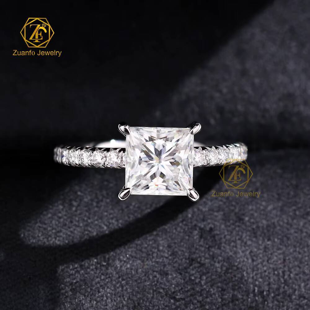 Romantic 15CT 66mm Cushion Cut Moissanite Engagement Wedding Ring 14K Pure Gold with Diamond Halo Rhodium Plated for Parties