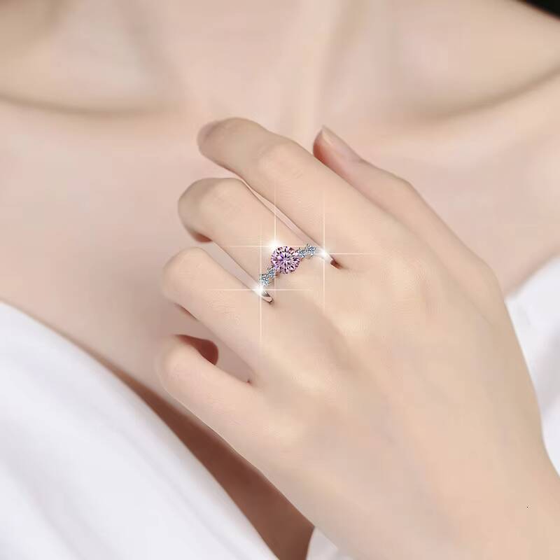 Fine Jewelry Fashion New Hot Premium 925 Sterling Silver Ladies 1CT Diamond Moissanite Ring of Wedding Engagement