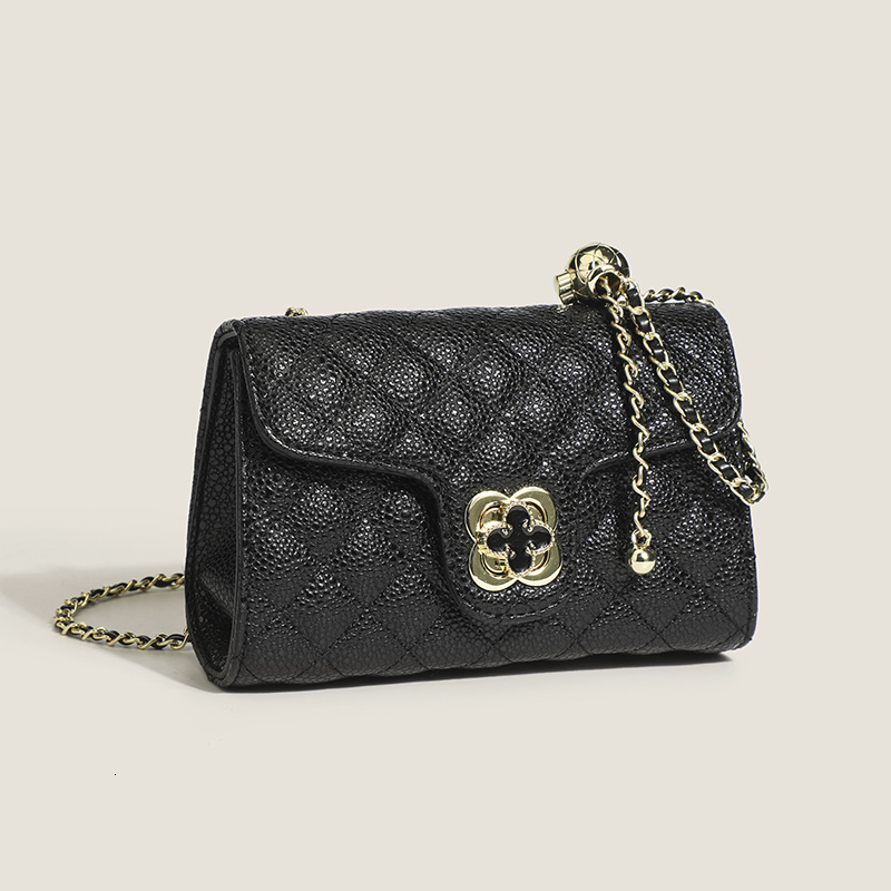 Luxury Brand Designer Bag 2024 New Niche Four-Leaf Clover Gold Ball Style Quilted Chain Bag Versatile Ins Single Shoulder Crossbody Underarm Bag
