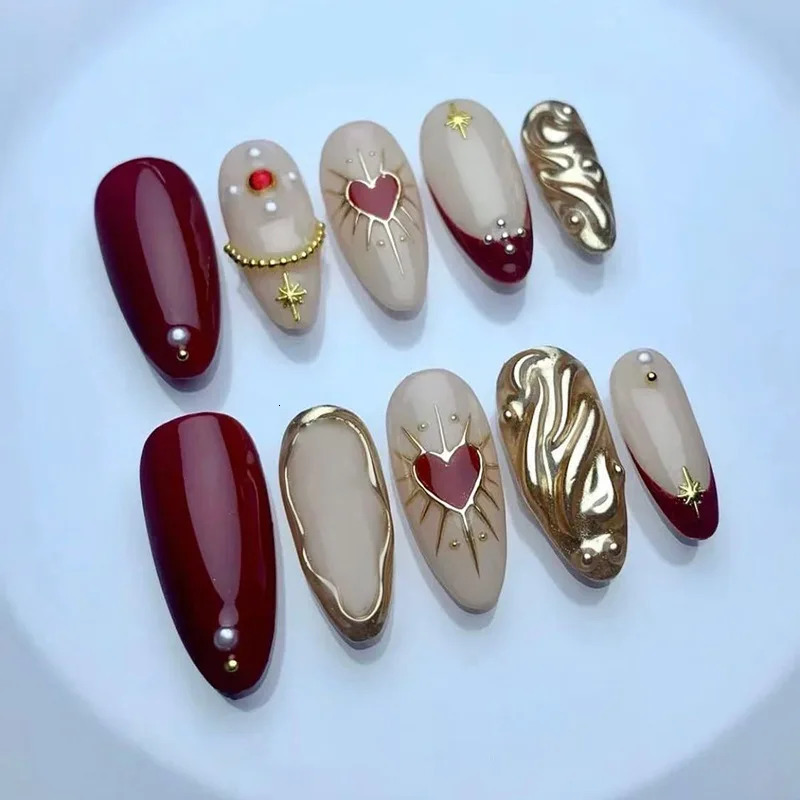 24Pcs 3D Green Ripple False Nails Cats Eye French Almond Fake Nail Tips Leaves Pattern Removable Oval Press on Nails 251015