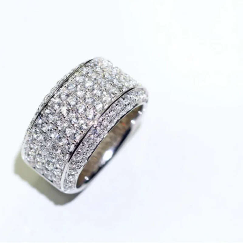 Size 8-12 Rulalei Brand Tycoon Wedding Rings Sparkling Jewelry Sterling Sier Pave White Moissanite Dia Party Eternity Engagement Ring For Men Gift