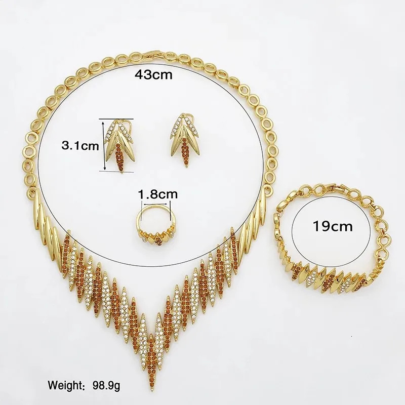Fashion Jewelry Sets Gold Color Necklace And Earrings For Women 4 Pieces Jewelry Set 251016