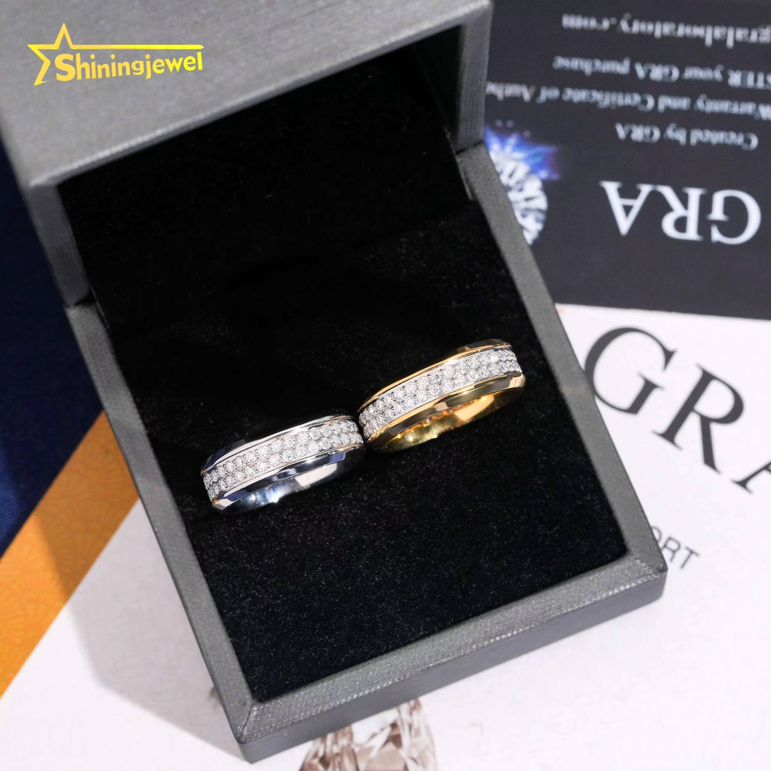 Hip Hop Men Diamond Rings Moissanite GRA Certificated Fashion Jewelry Stainless Steel Moissanite Ring Band Daily Wear