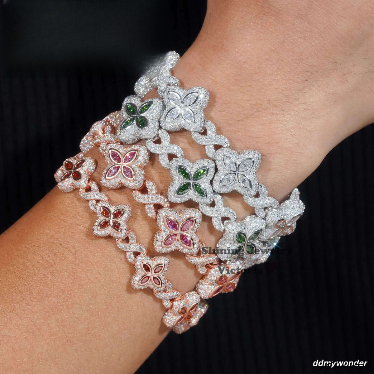 Best Selling Hip Hop Rapper Clover Bracelets Sterling Sier VVS Moissanite Infinity Cuban Link Bracelet Fine Jewelry Ddmywonder