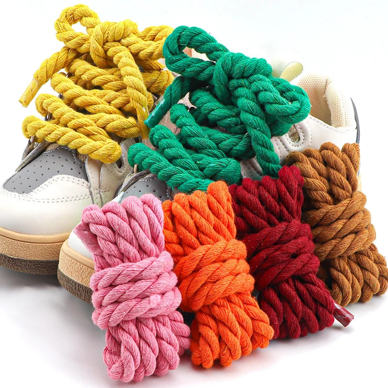 Round Shoelaces Quality Colorful 1CM Thicker Cotton Shoelace Sneakers Rope Laces 100120140160CM Boots Shoe laces Shoes 1Pair 251013