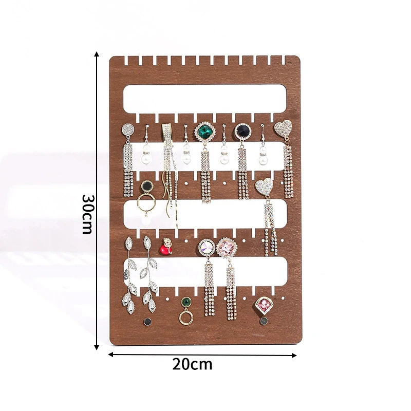 1pc Vintage Earrings Display Stand Wood Stud Earring Necklaces Bracelets Storage Holder Jewelry Organizer Counter Showcase Props 251016