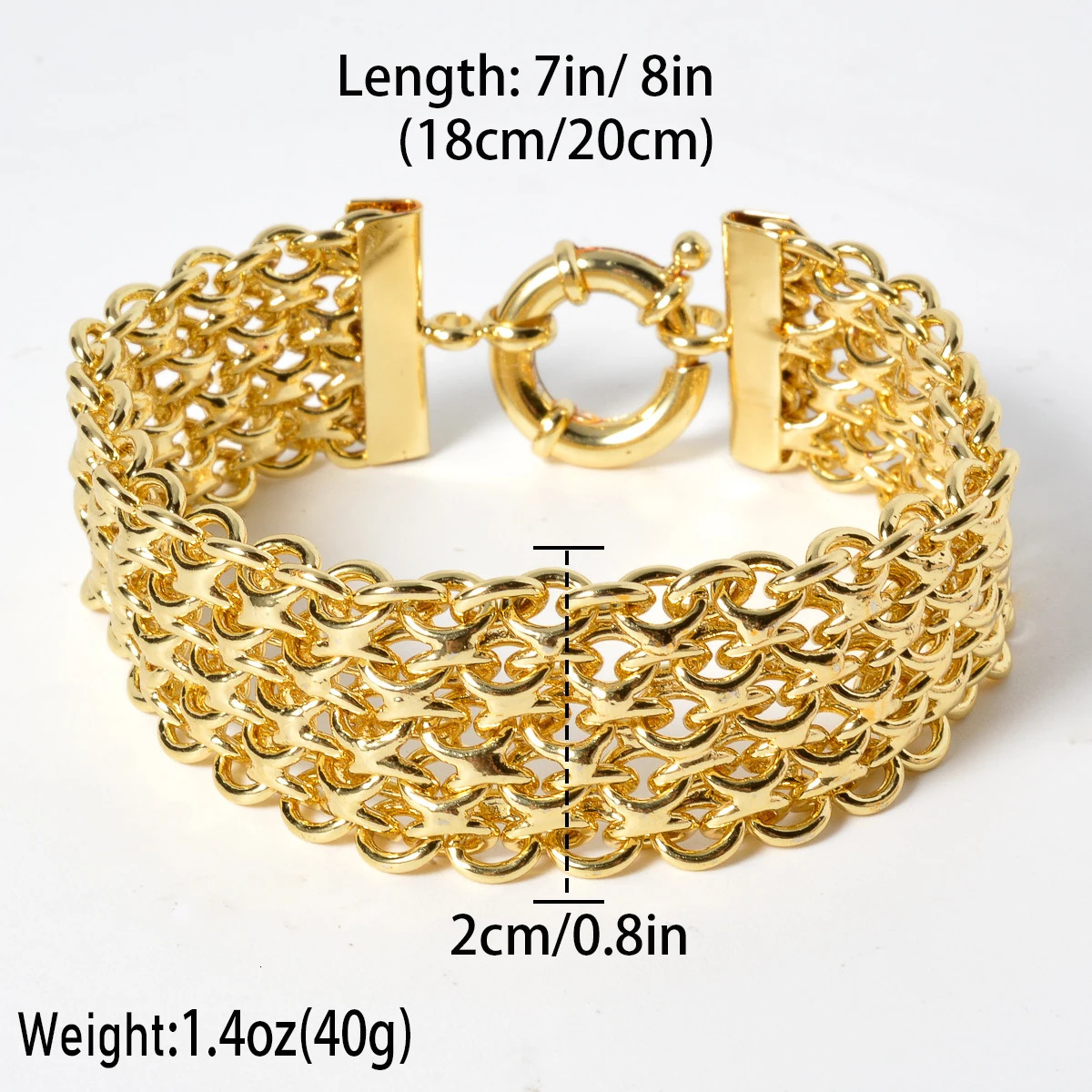 18MM wide copper chain bracelet unisex gold plated wristband Miami Sidewalk bracelet Punk Hip Hop Jewelry party gift 251016